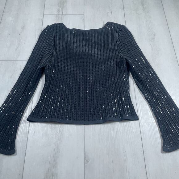 VTG St. John Evening Black Long Flared Sleeve Sequins Size 12 Holiday - Picture 5 of 12